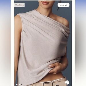 Anthropologie One-Shoulder Sleeveless Tank in Light Taupe